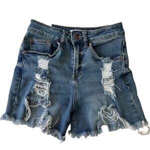 Zumiez Almost Famous High Waisted Distress Jean Shorts Size: XS Extra Small